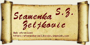 Stamenka Zeljković vizit kartica